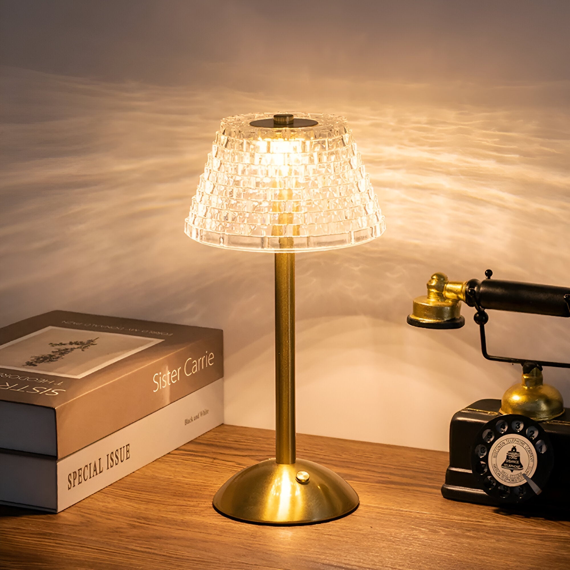 Elegancka bezprzewodowa lampa stołowa LED w stylu vintage
