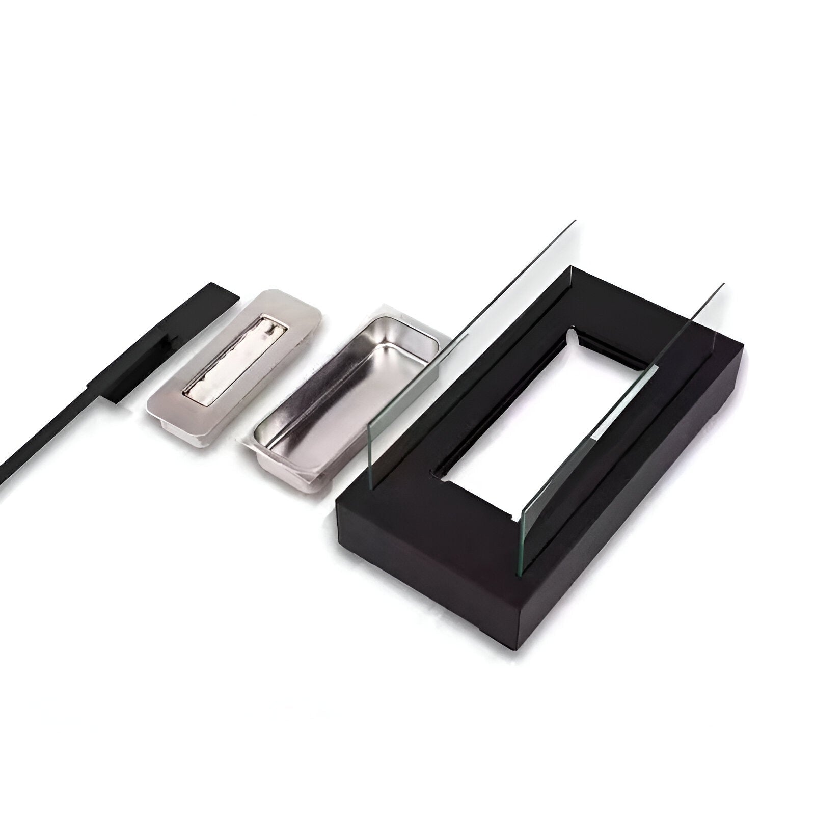 Rectangular tabletop bio fireplace with glass panels
