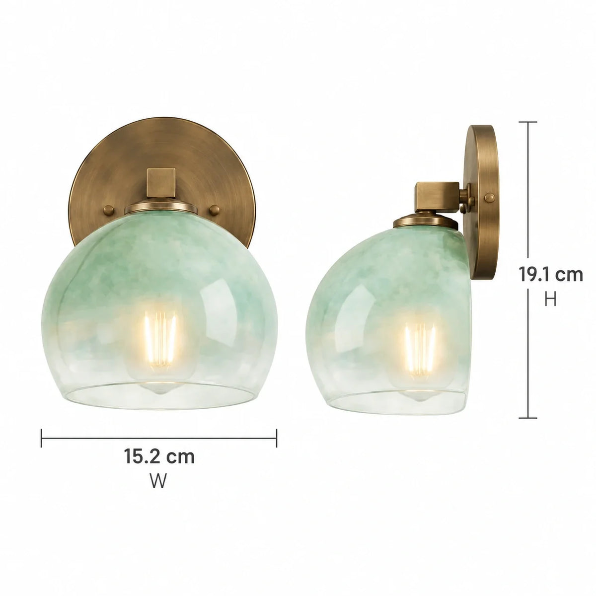 Colorful glass globe wall sconce with a metal frame in Japandi style