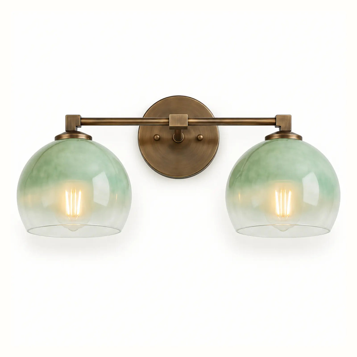 Colorful glass globe wall sconce with a metal frame in Japandi style