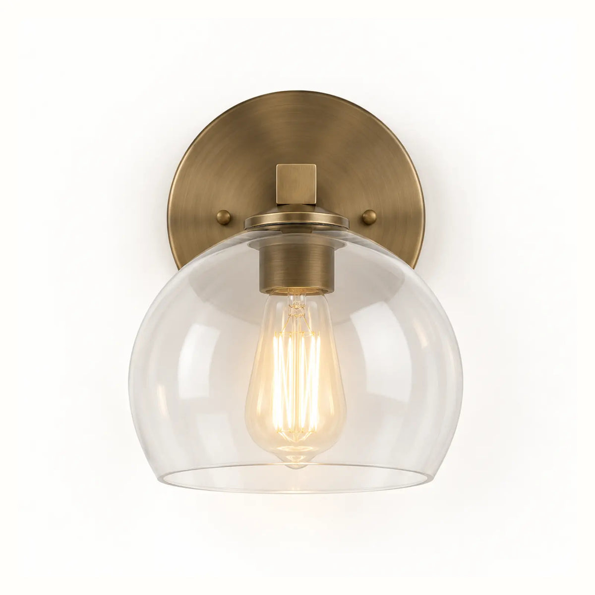 Colorful glass globe wall sconce with a metal frame in Japandi style
