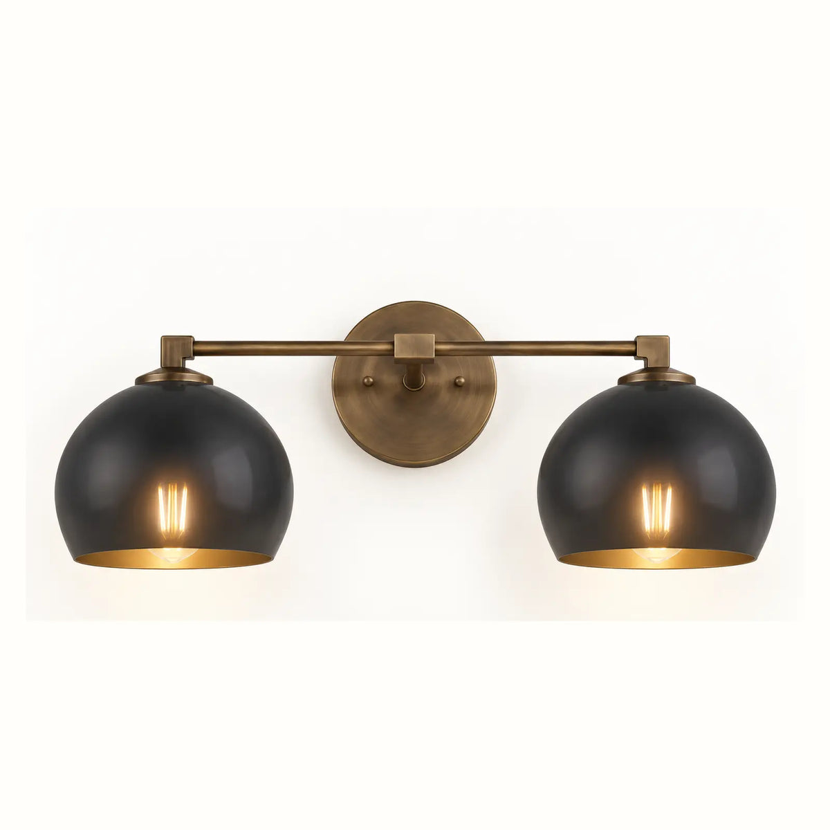 Colorful glass globe wall sconce with a metal frame in Japandi style