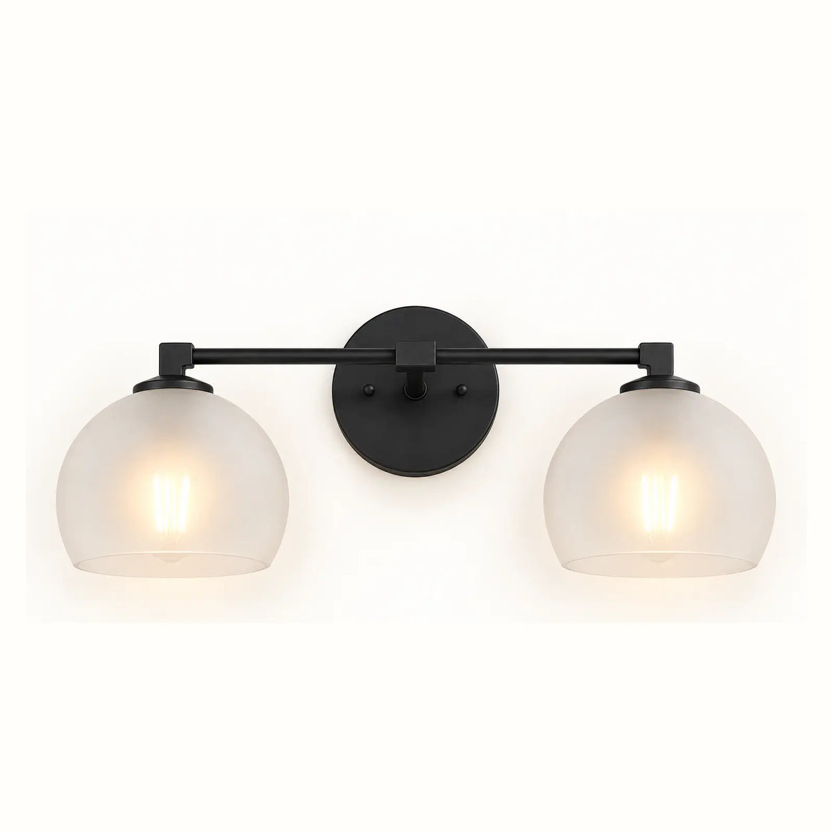 Colorful glass globe wall sconce with a metal frame in Japandi style