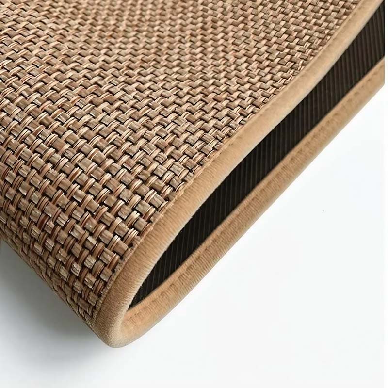 Woven floor mat with textured surface and backing