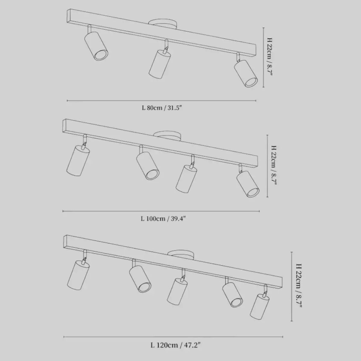 Modern Adjustable LED Track Ceiling Light with Wooden Shades