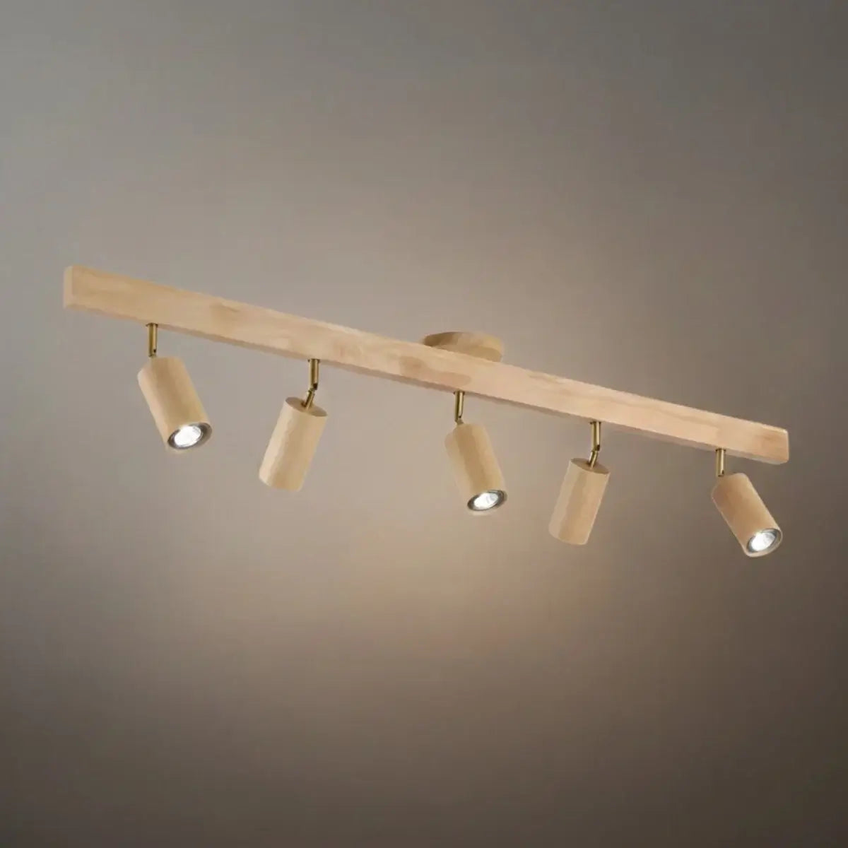 Modern Adjustable LED Track Ceiling Light with Wooden Shades