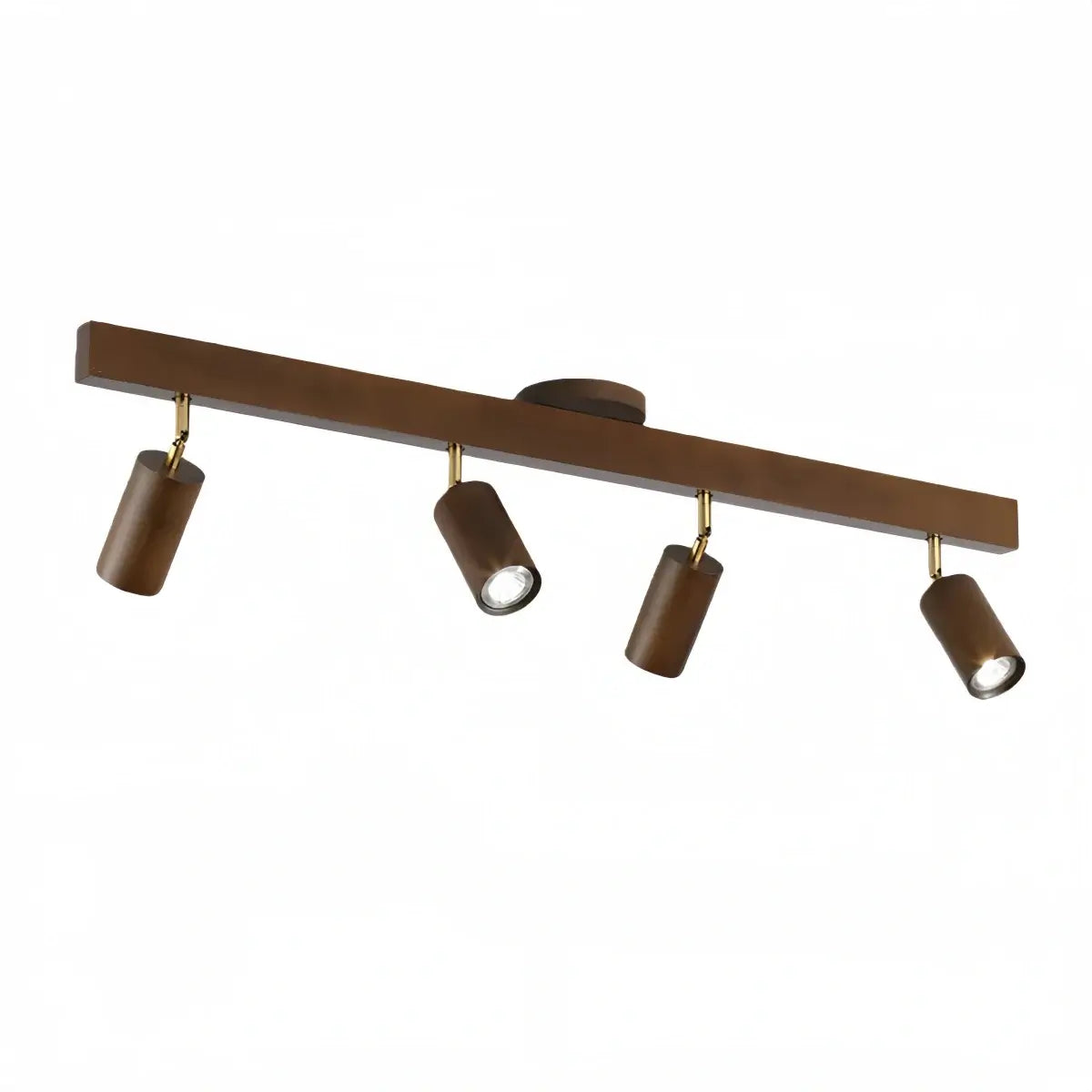 Modern Adjustable LED Track Ceiling Light with Wooden Shades