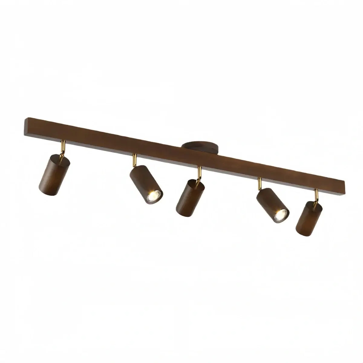 Modern Adjustable LED Track Ceiling Light with Wooden Shades