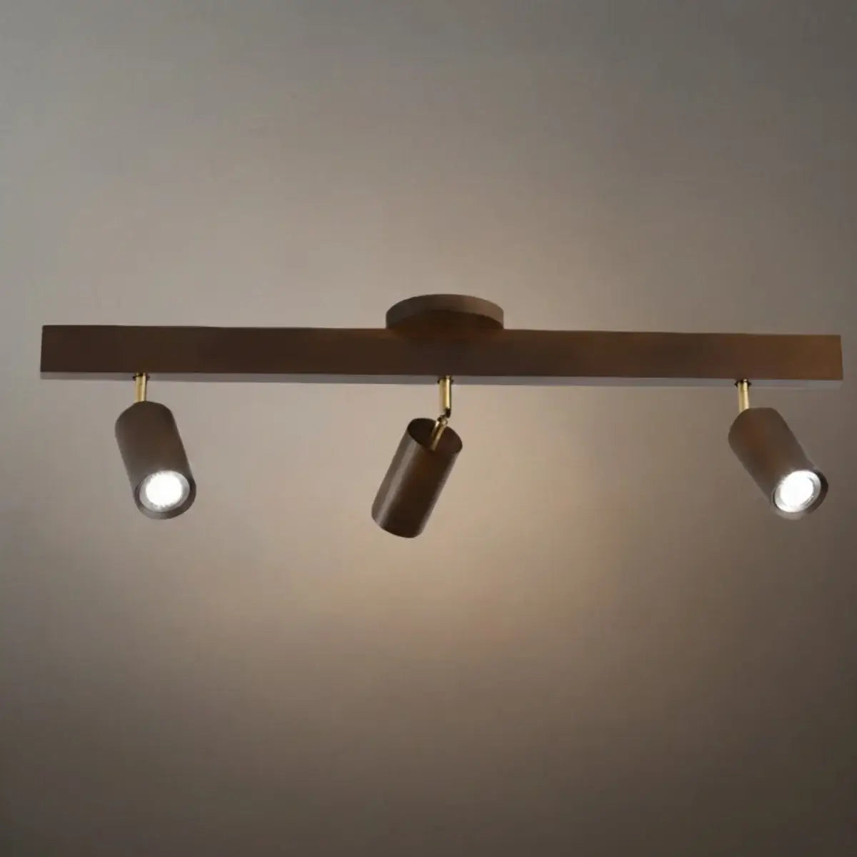 Modern Adjustable LED Track Ceiling Light with Wooden Shades