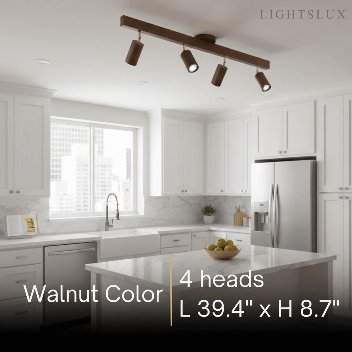 Modern Adjustable LED Track Ceiling Light with Wooden Shades