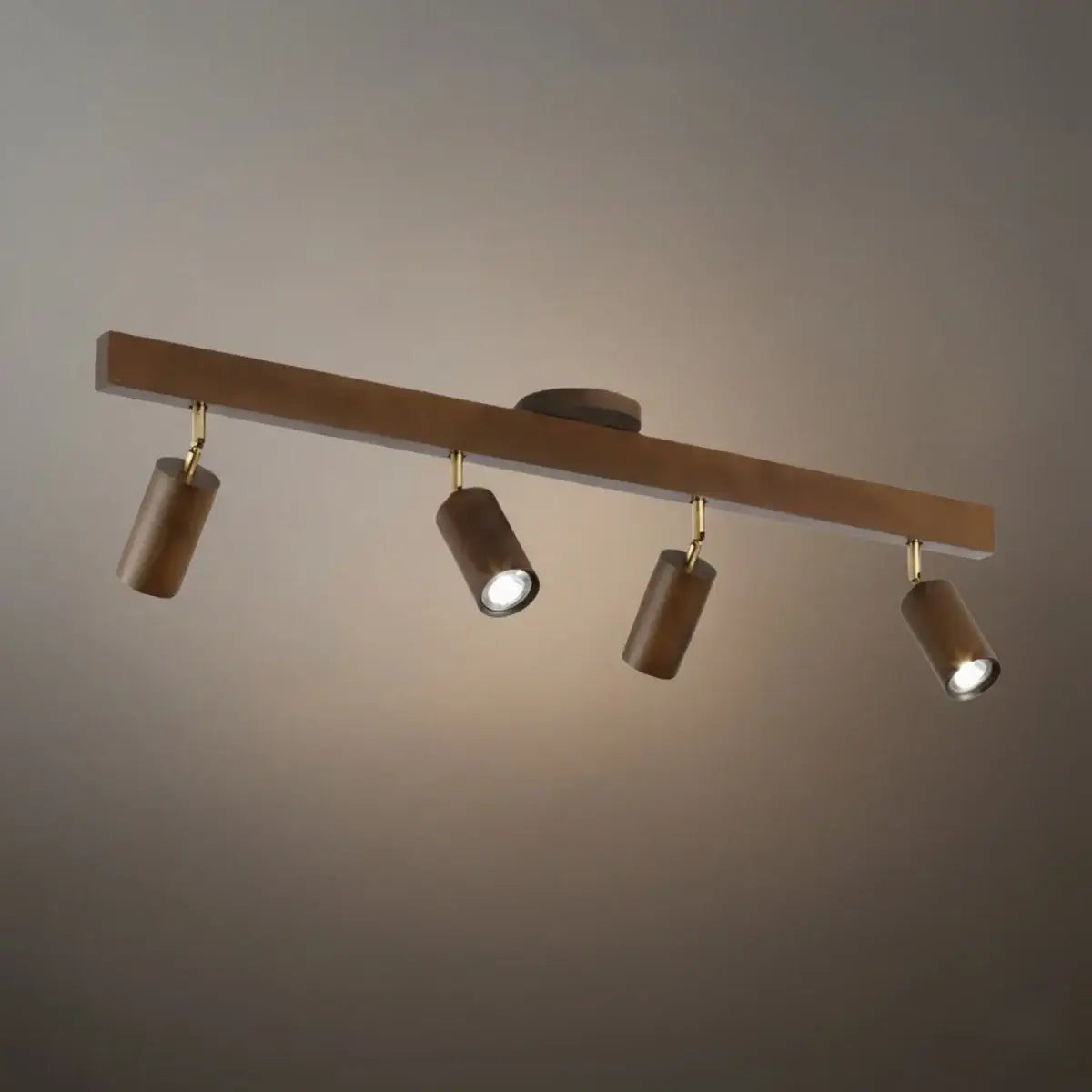 Modern Adjustable LED Track Ceiling Light with Wooden Shades