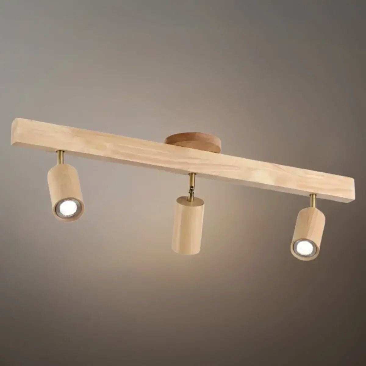 Modern Adjustable LED Track Ceiling Light with Wooden Shades