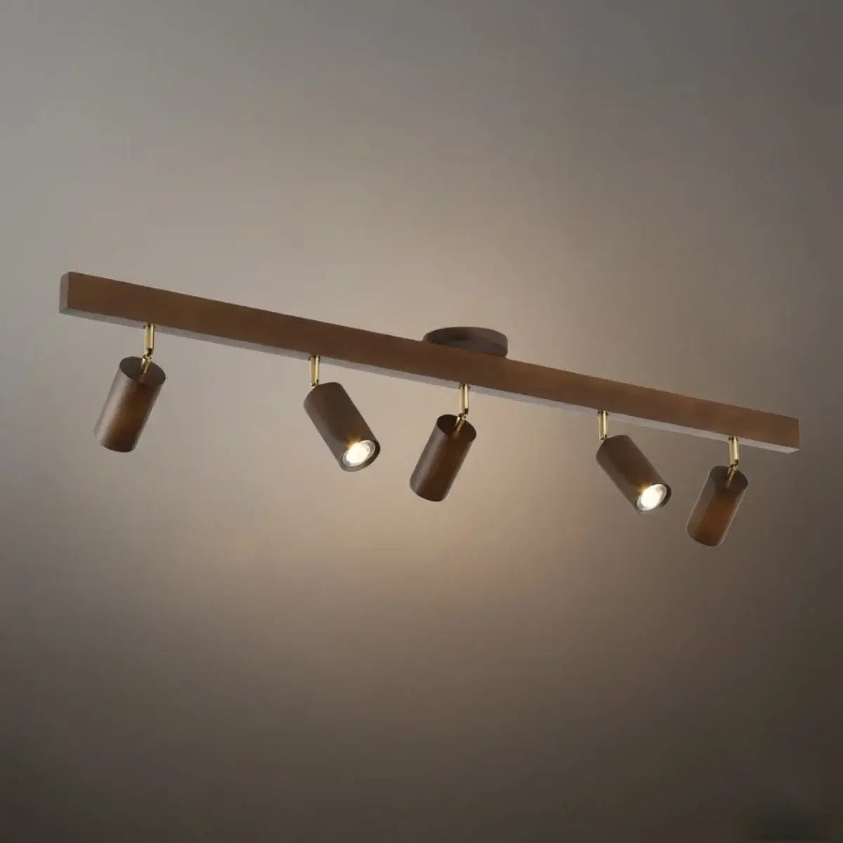 Modern Adjustable LED Track Ceiling Light with Wooden Shades