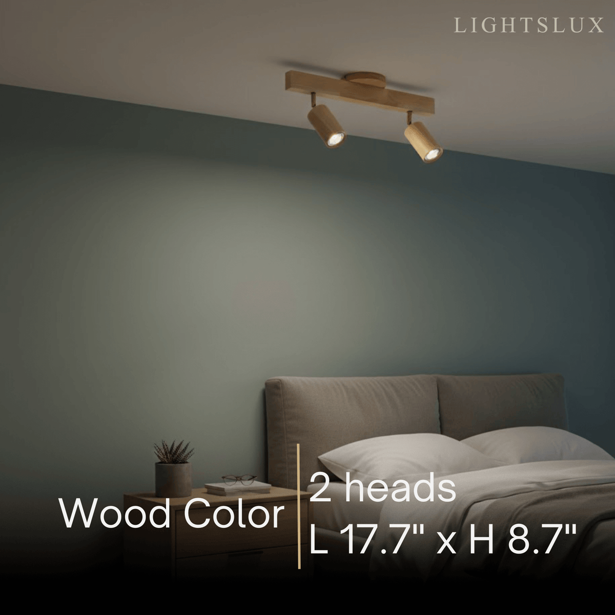 Modern Adjustable LED Track Ceiling Light with Wooden Shades
