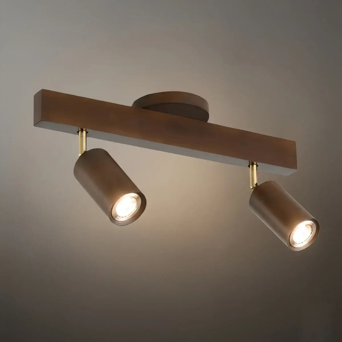 Modern Adjustable LED Track Ceiling Light with Wooden Shades