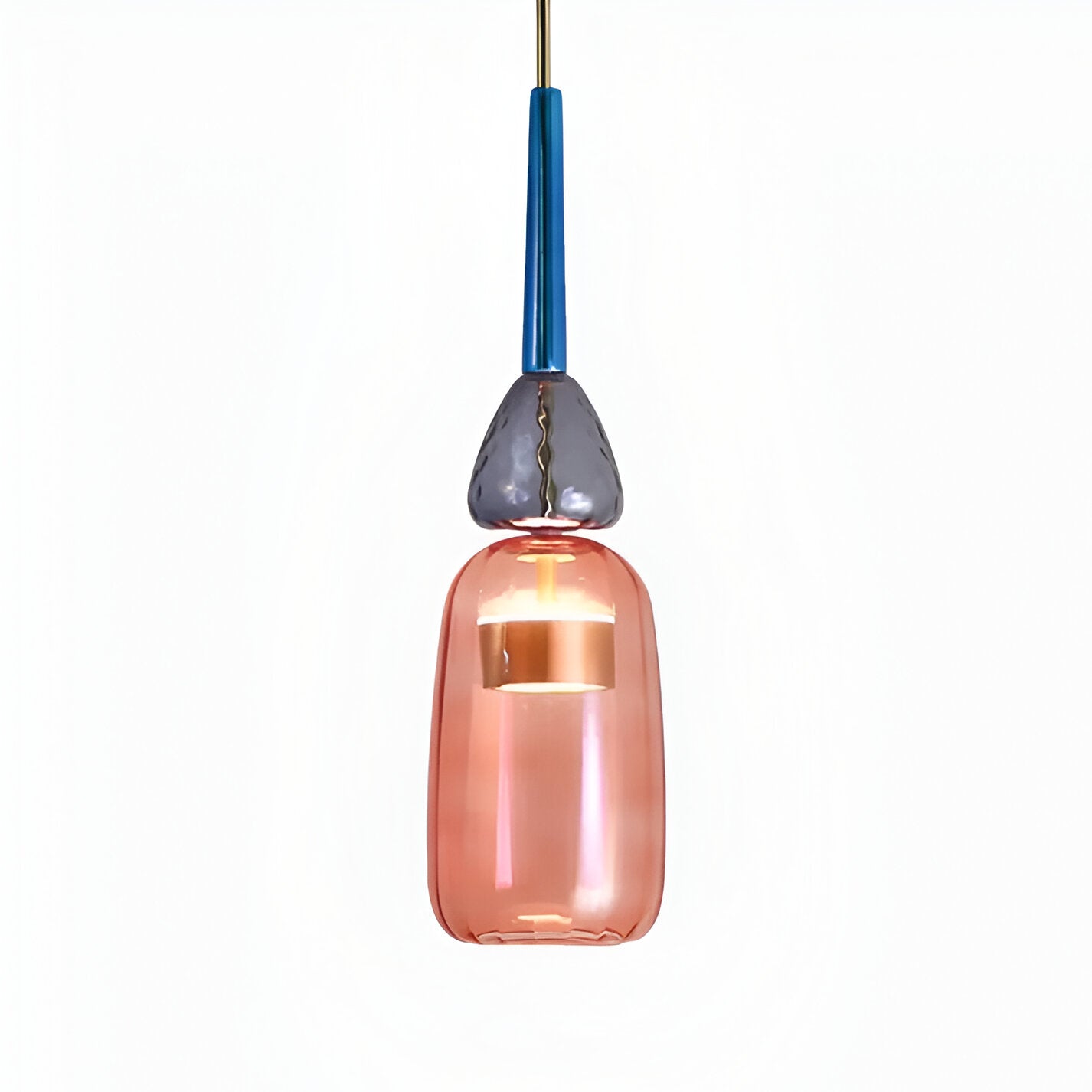 Lampa wisząca z kolorowego szkła z kloszem w kształcie dzwonka