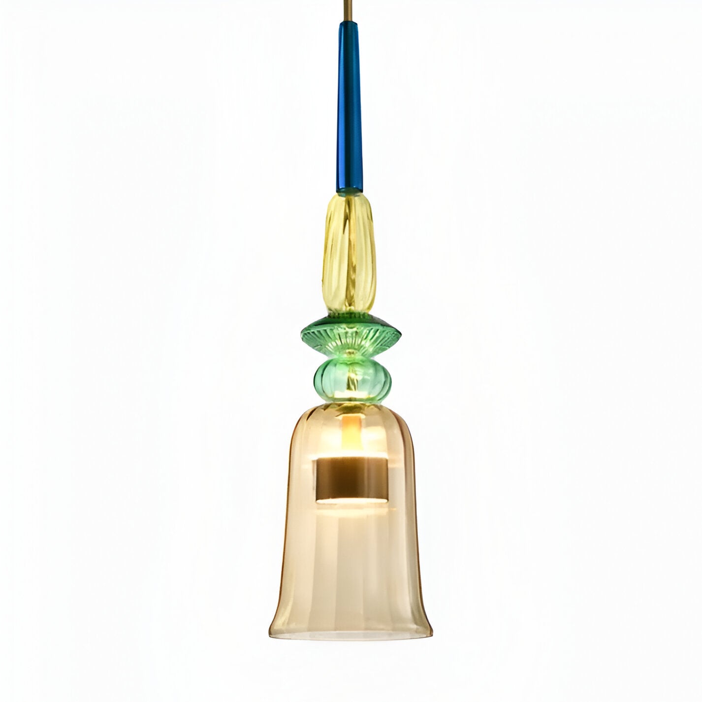 Lampa wisząca z kolorowego szkła z kloszem w kształcie dzwonka