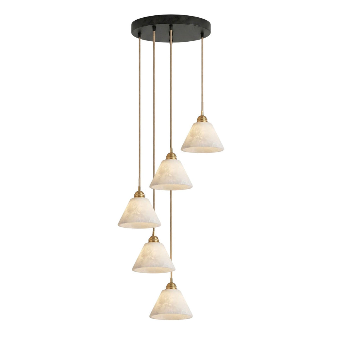 Conical pendant light for the hallway with a brass detail