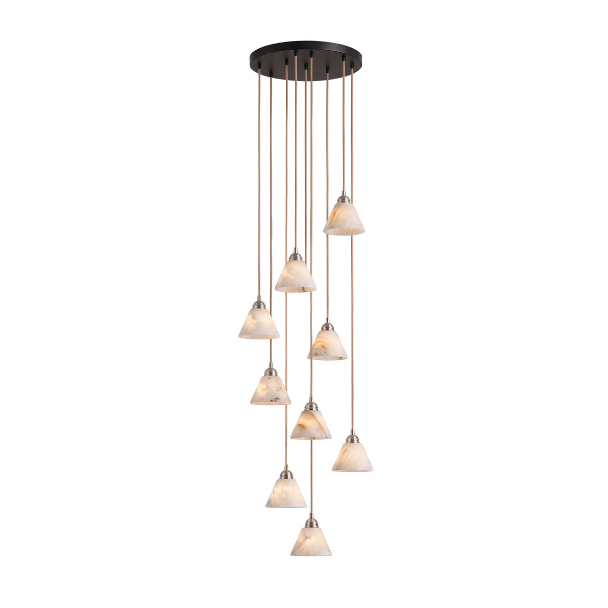 Conical pendant light for the hallway with a brass detail