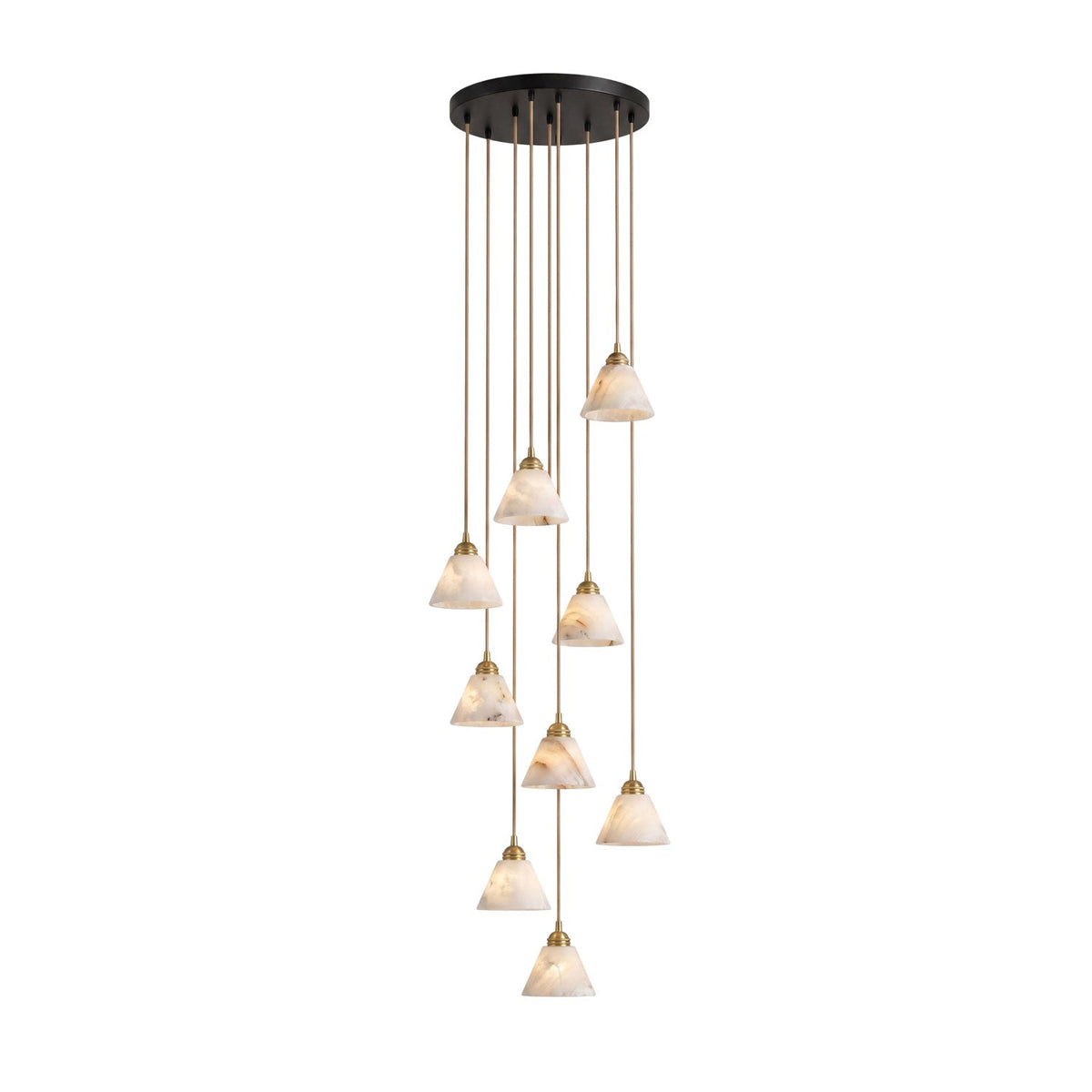 Conical pendant light for the hallway with a brass detail