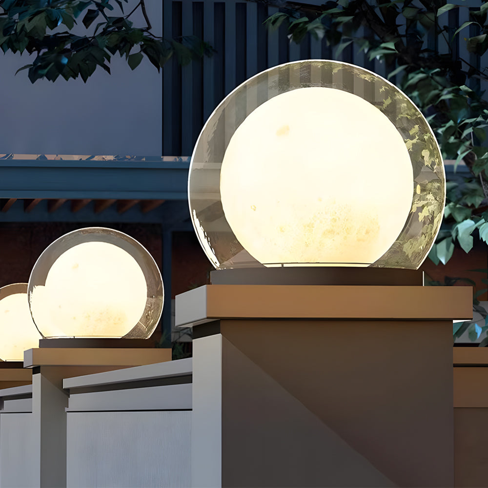 Outdoor wall lamp with glowing moon globe