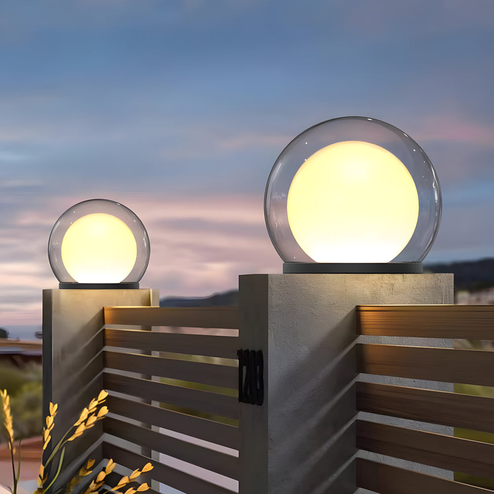 Outdoor wall lamp with glowing moon globe