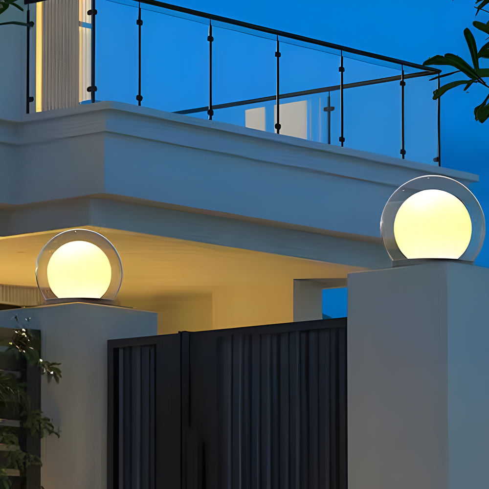 Outdoor wall lamp with glowing moon globe