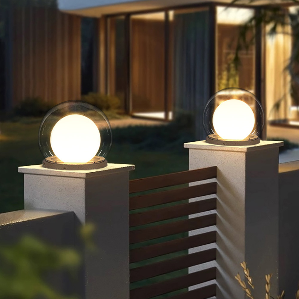 Outdoor wall lamp with glowing moon globe