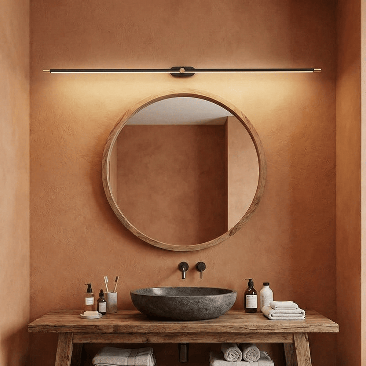 Modern minimalist metal LED bathroom wall sconce