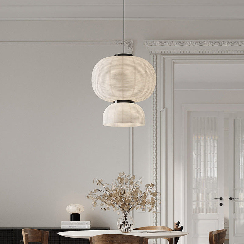 Minimalistyczna biała japońska lampa wisząca Wabi Sabi