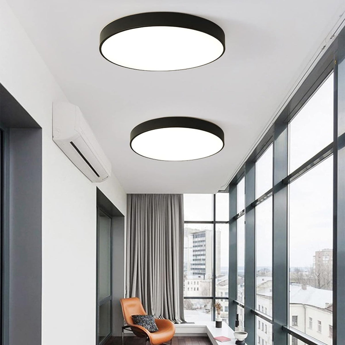 Round LED ceiling light with a flush-mount design