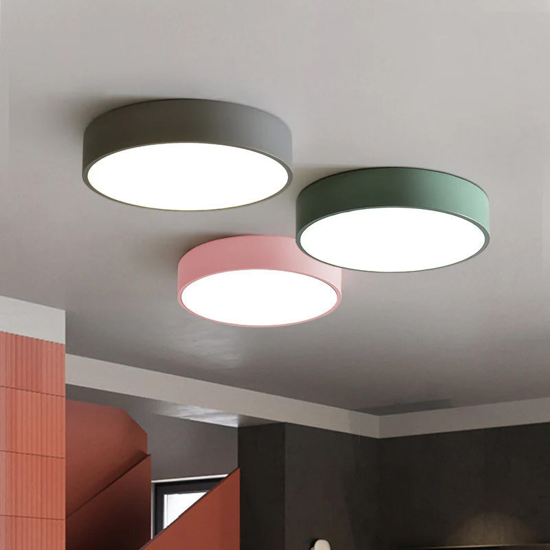Round LED ceiling light with a flush-mount design
