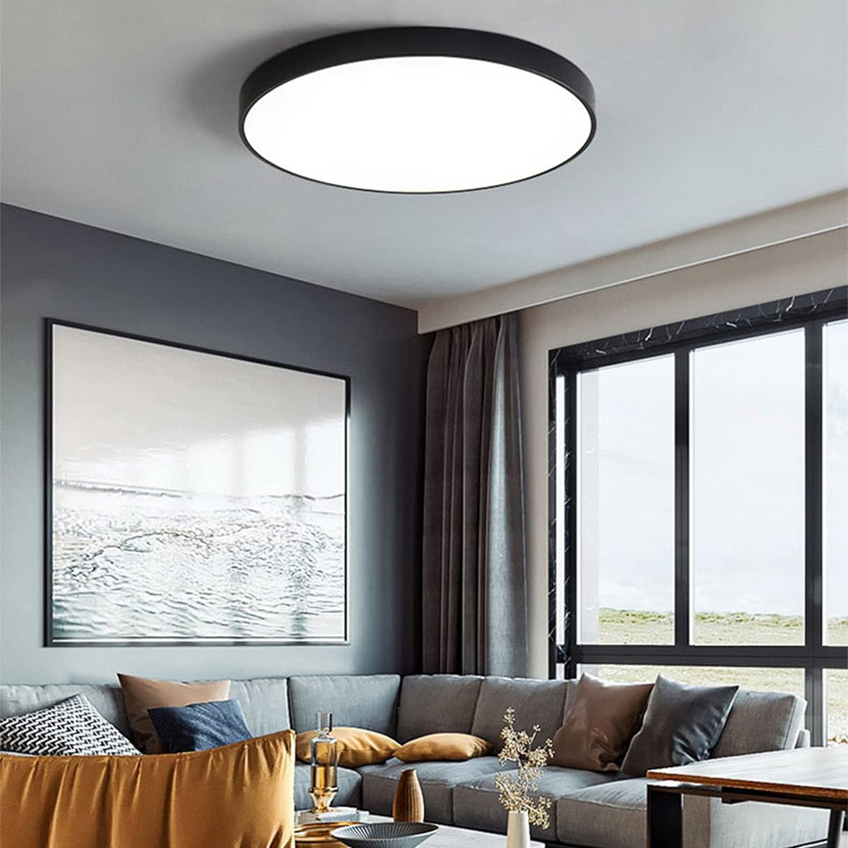 Round LED ceiling light with a flush-mount design