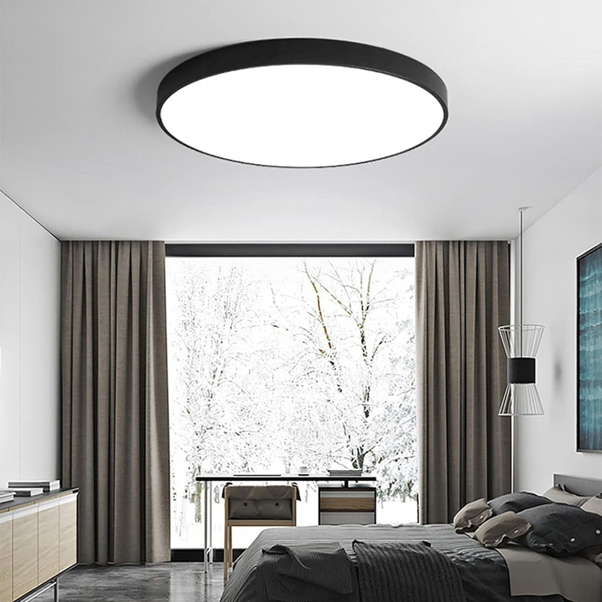 Round LED ceiling light with a flush-mount design