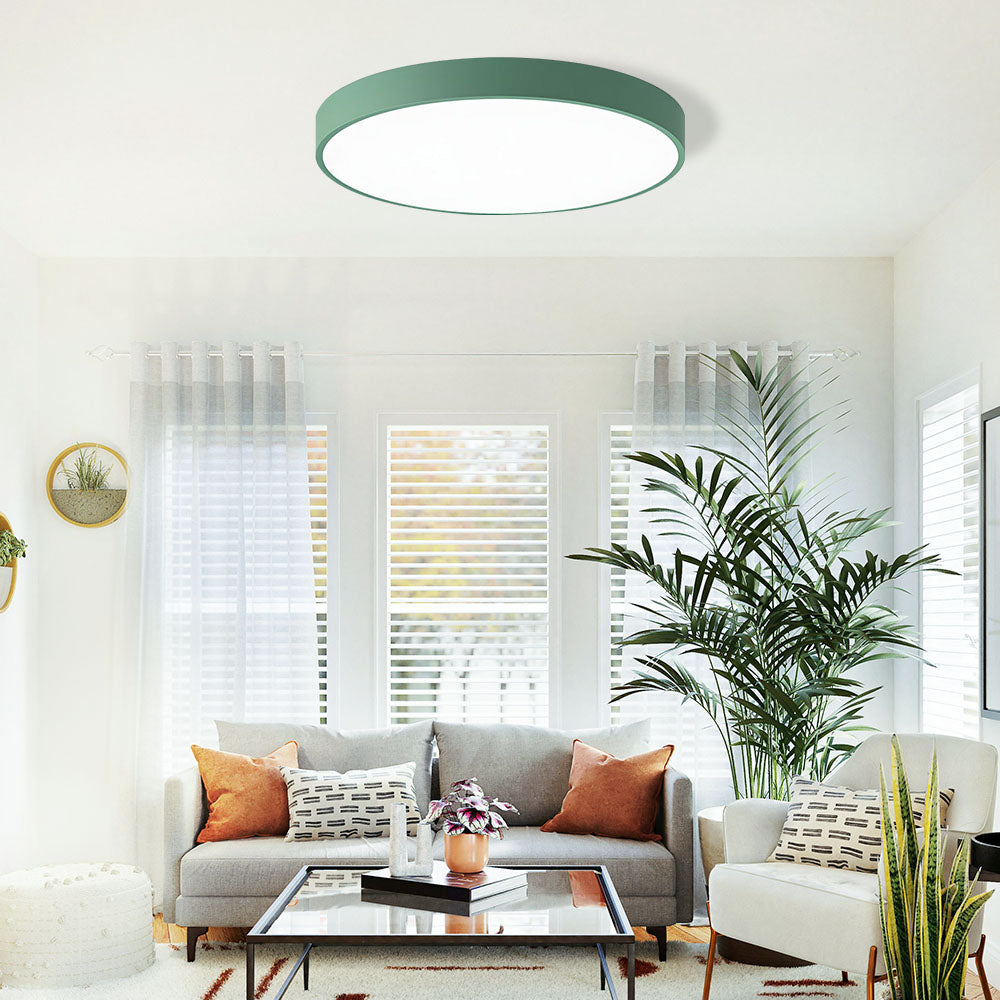 Round LED ceiling light with a flush-mount design