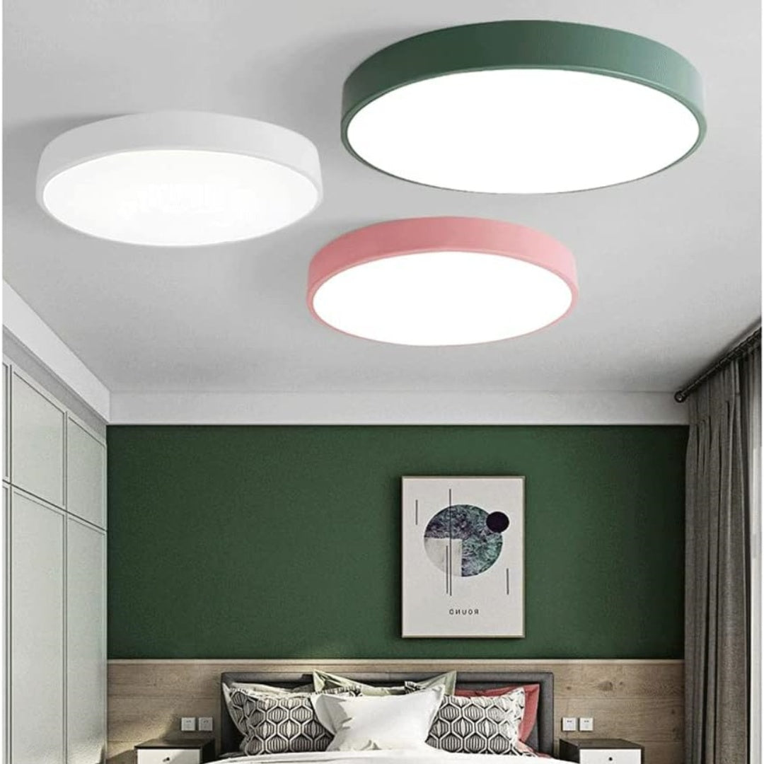 Round LED ceiling light with a flush-mount design