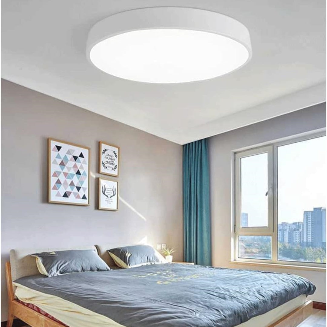 Round LED ceiling light with a flush-mount design