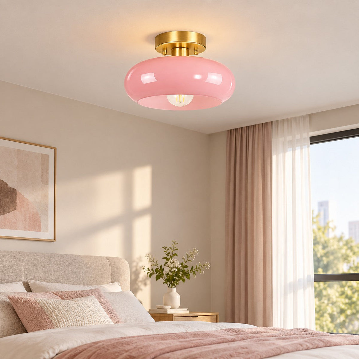 Plafonnier rond en verre inspiré du style Bauhaus