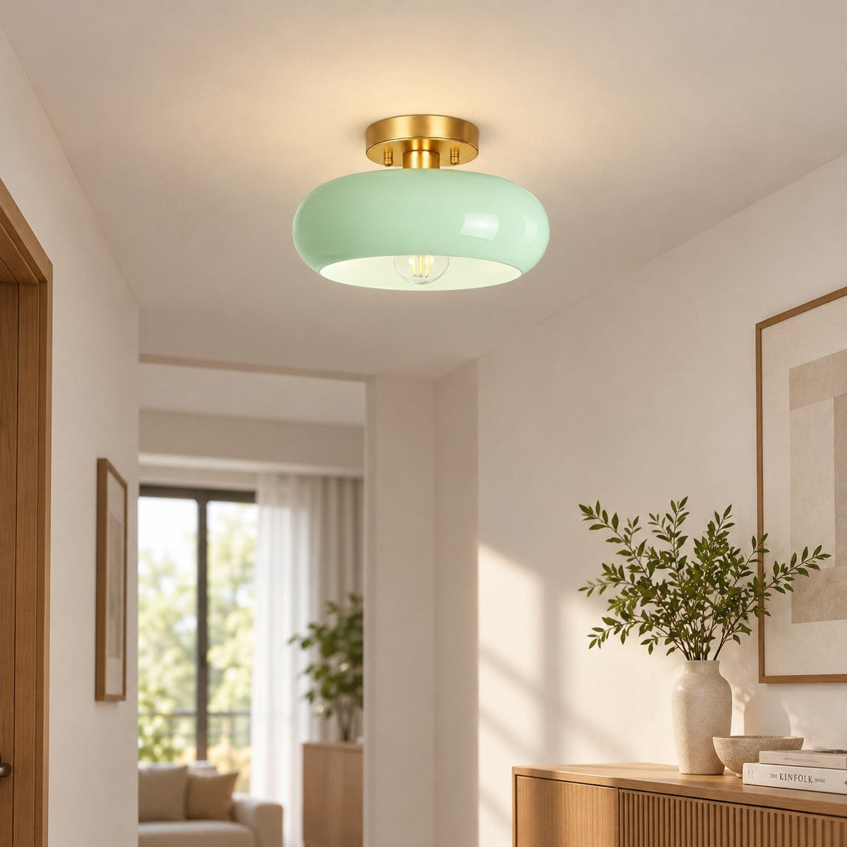 Plafonnier rond en verre inspiré du style Bauhaus