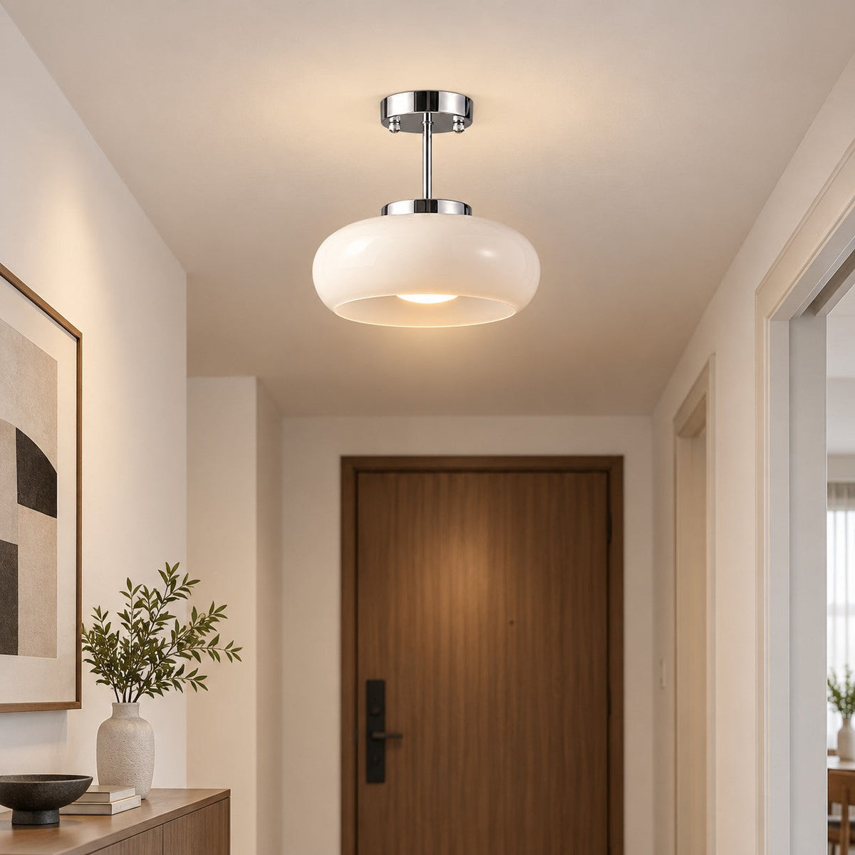 Plafonnier rond en verre inspiré du style Bauhaus
