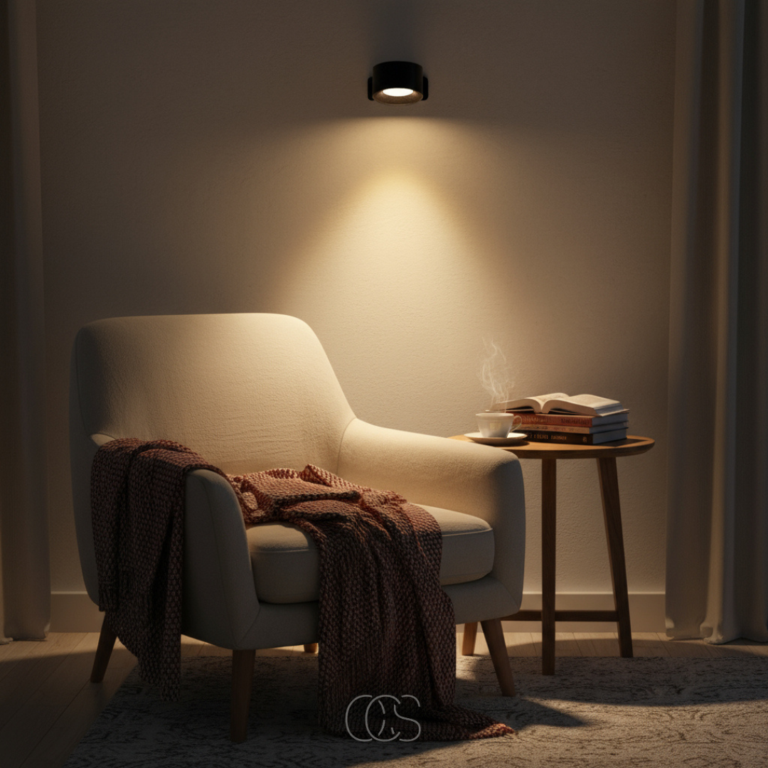 Round compact wireless LED wall lamp