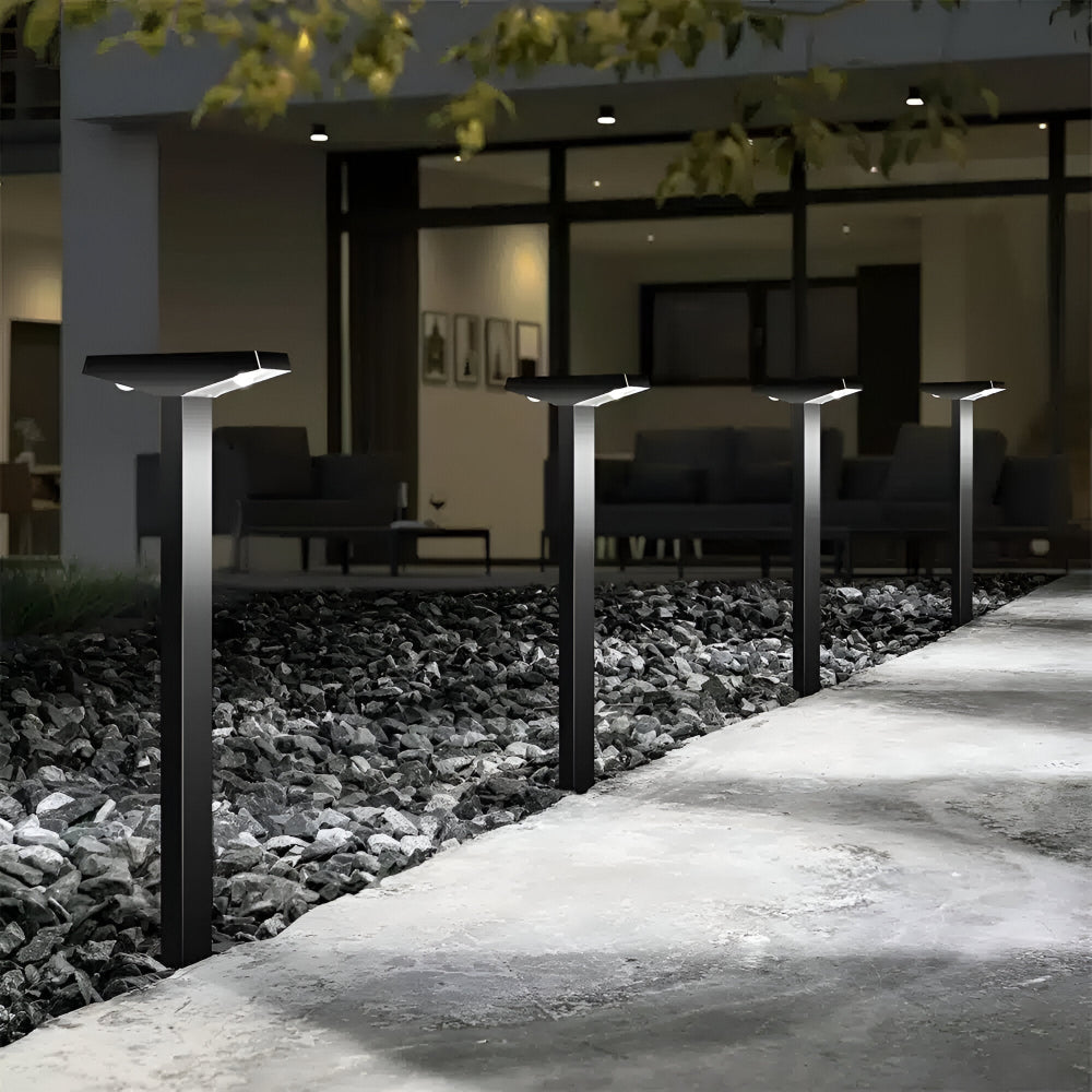 Set of 4 solar LED garden lamps shaped like the letter T