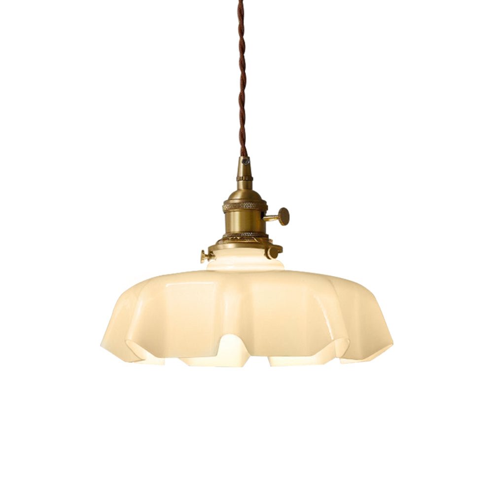 Ozdobna Lampa Sufitowa Wisząca Kwiat Szkło Faliste