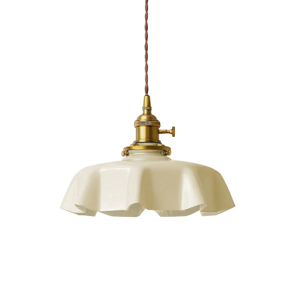 Ozdobna Lampa Sufitowa Wisząca Kwiat Szkło Faliste