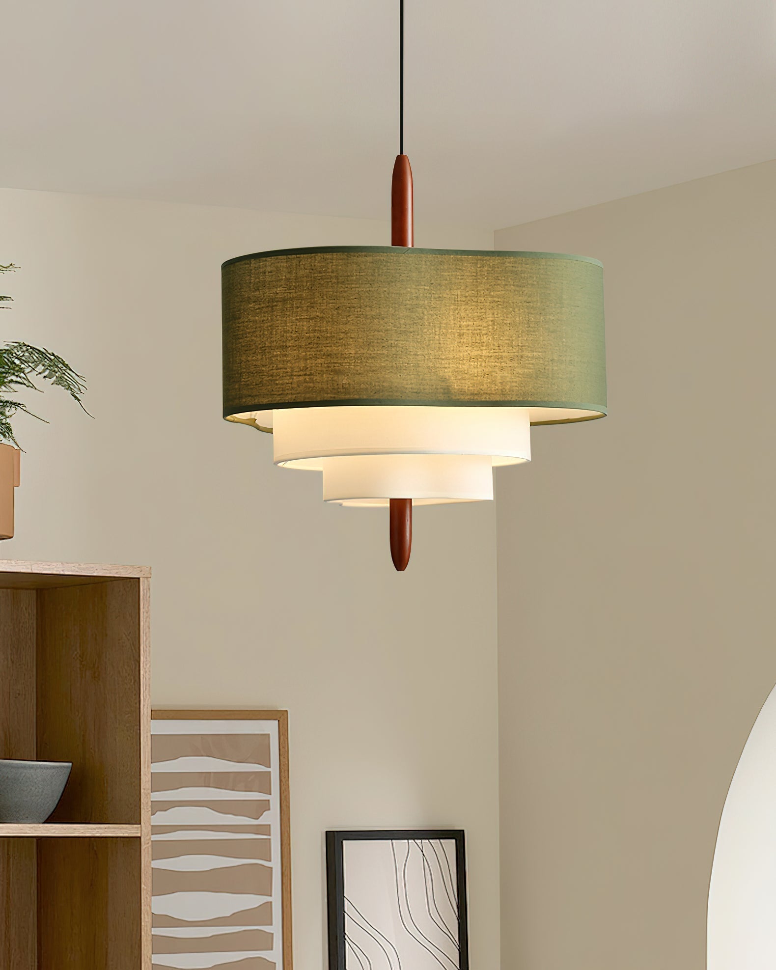 Lampa wisząca z tkaniny warstwowa okrągła