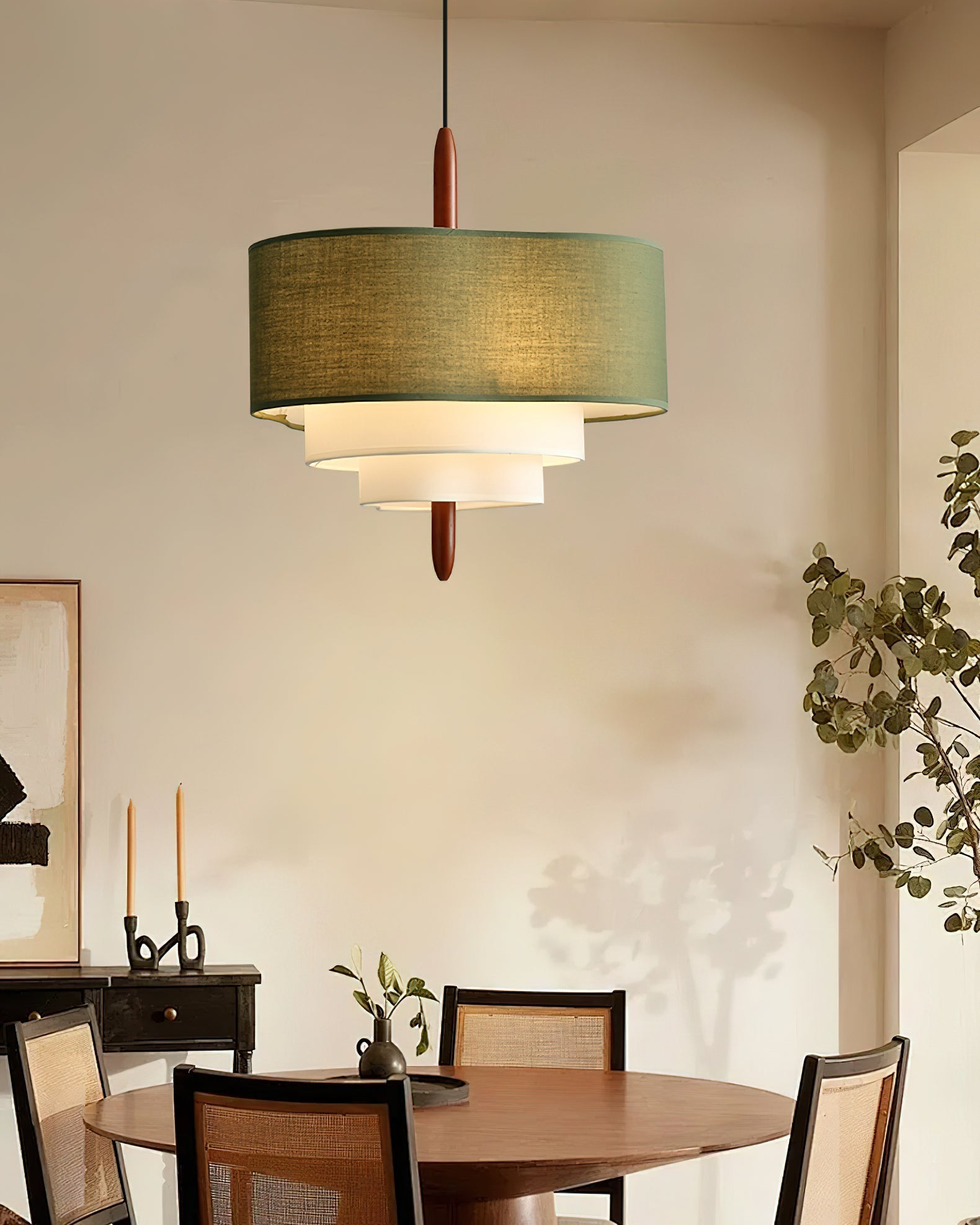 Lampa wisząca z tkaniny warstwowa okrągła