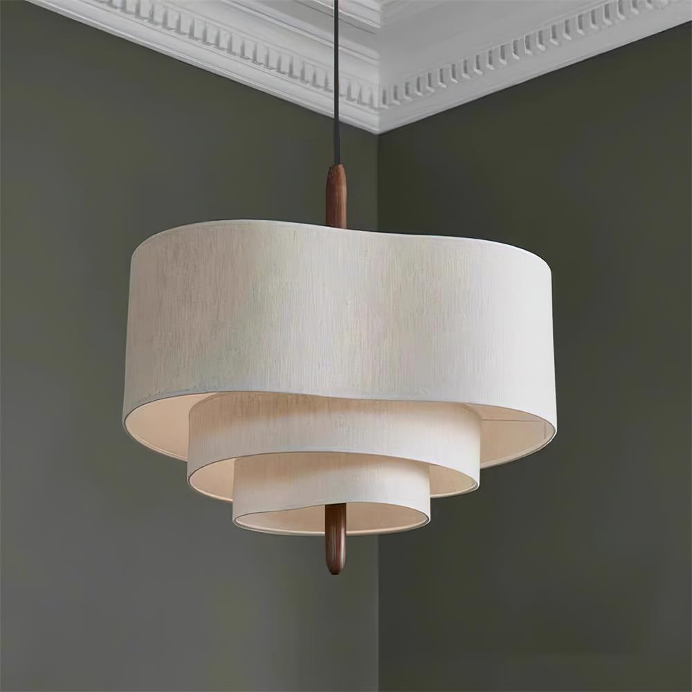 Lampa wisząca z tkaniny warstwowa okrągła