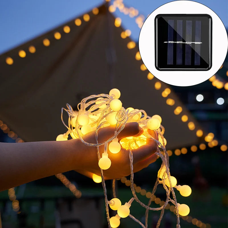 Solarna girlanda LED z kolorowymi kulkami