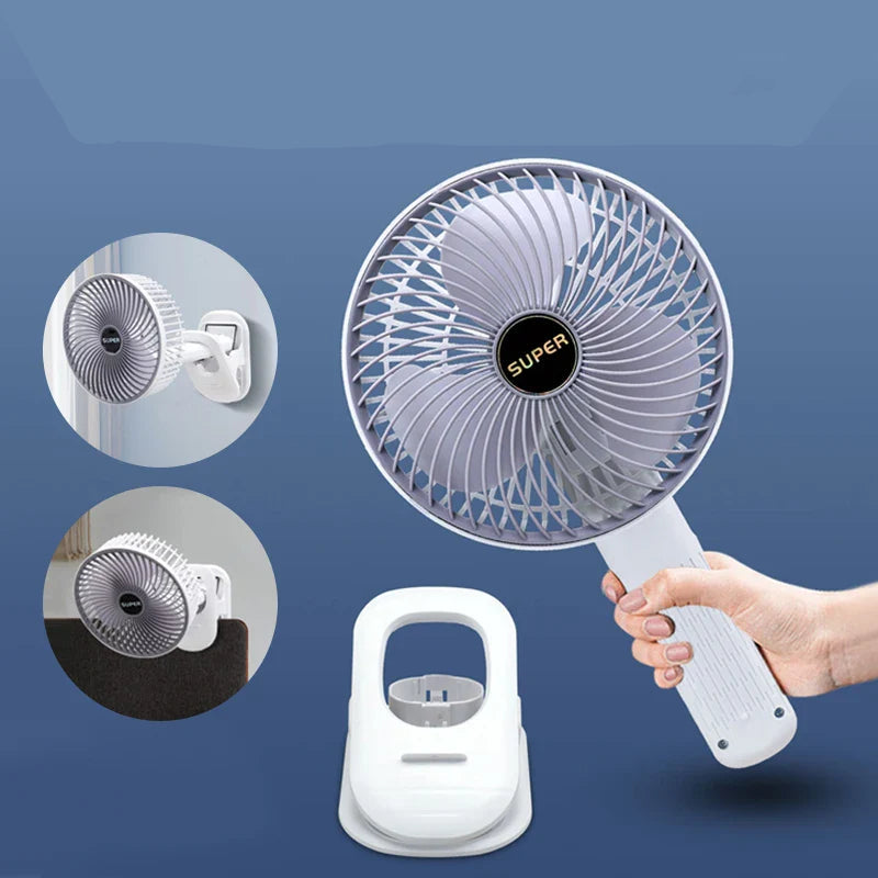 Portable fan with detachable base and wall mount