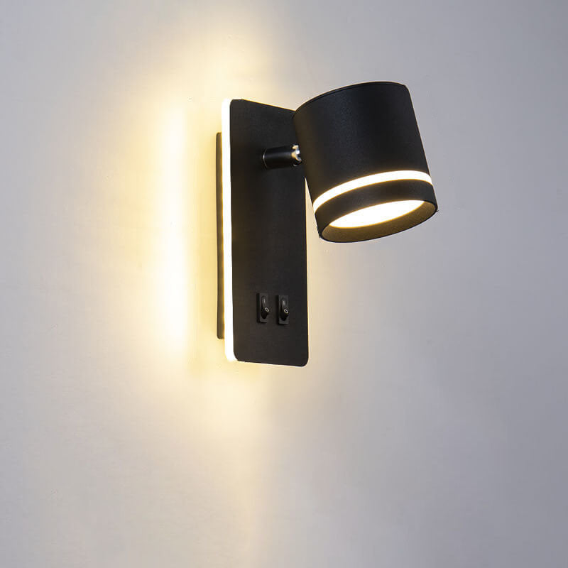 Minimalist LED wall sconce with a rotating reading spotlight